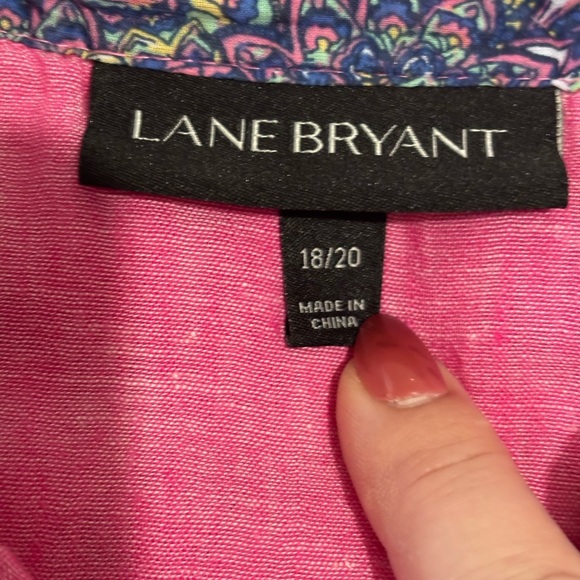 NWOT Lane Bryant Women’s Linen Cotton Blend Button Up Shirt Pink Size 18/20 - Picture 2 of 9